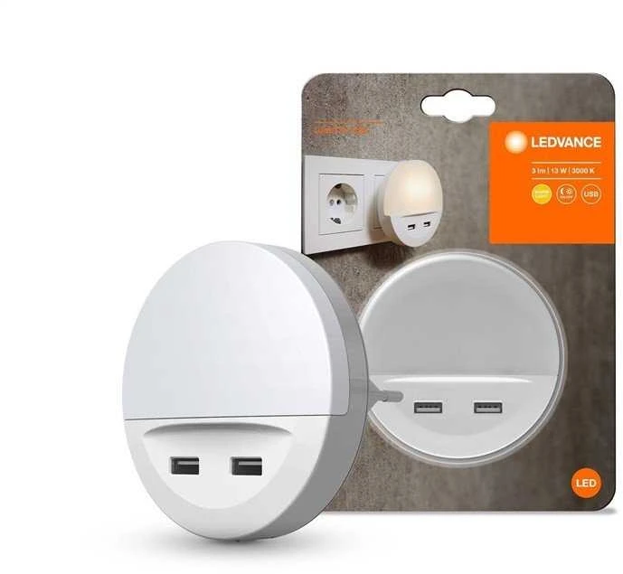 Sieninis šviestuvas Ledvance Šviestuvas į kištukinį lizdą LUNETTA©, su USB jungtimi, baltas
