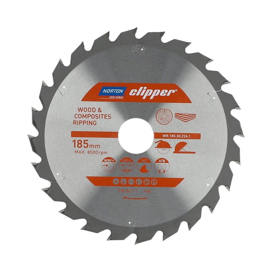 Norton Clipper NORTON diskinis pjūklas 185 mm x 30 mm x 24z MEDIENA IR KOMPOZITAI ATB (1,8 / 1,2)