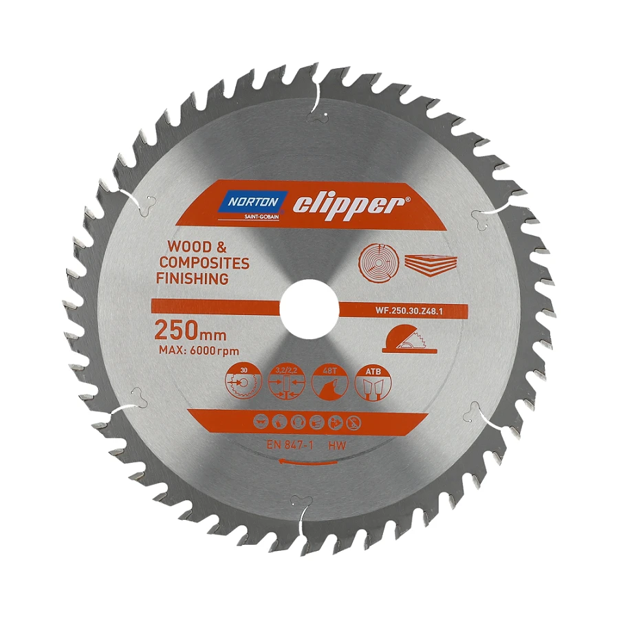 NORTON diskinis pjūklas 250 mm x 30 mm x 48z MEDIENOS IR ATB KOMPOZITAS (3,2 / 2,2)