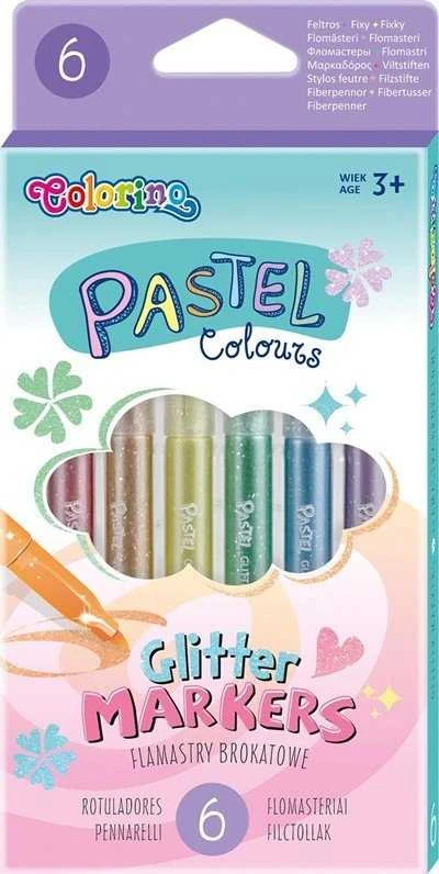 Flomasteriai COLORINO Pastel, 6 blizgios spalvos