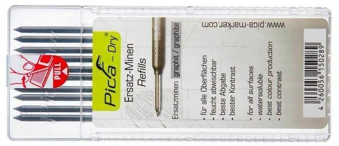 Pica Marker Pica Dry Refills, grafito spalvos (keičiamos šerdelės) 10 vnt.