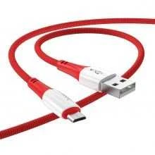 PTC HOCO Cable USB 2.0 A Male to Micro USB B Male, 2.4A, Raudona, 1.0m, X70