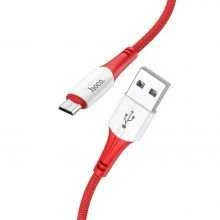 PTC HOCO Cable USB 2.0 A Male to Micro USB B Male, 2.4A, Raudona, 1.0m, X70