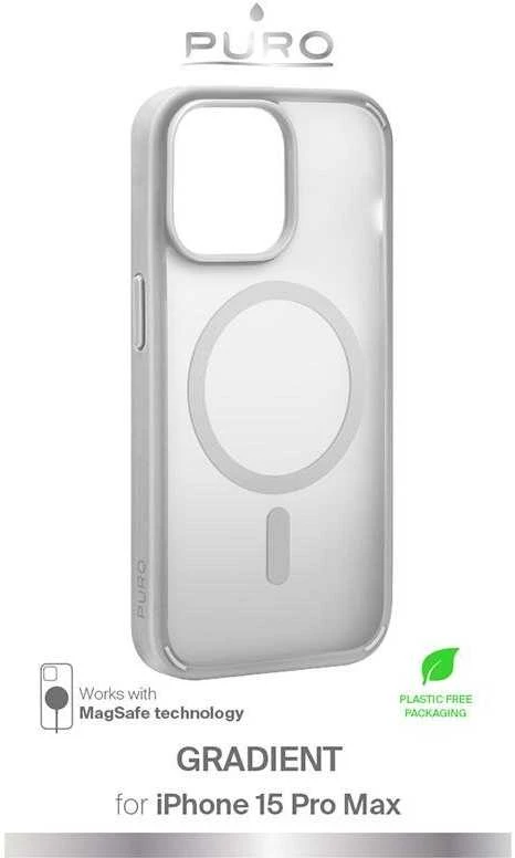 Puro Gradient MagSafe Silikoninis Apple iPhone 15 Pro Max – dėklas telefonui sidabro spalvos