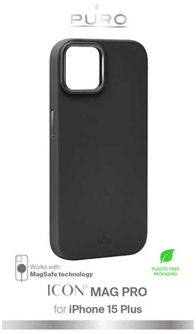 SBS Puro ICON MAG Pro – Apple iPhone 15 Plus MagSafe dėklas juodos spalvos