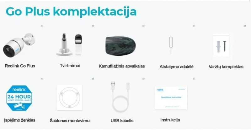 Reolink | Fotoaparatas | CAReolinkGo Plus 4G | Kulka | 4 MP | Fiksuotas objektyvas | IP65 | H.265 | MicroSD | Baltas