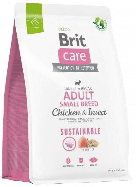Brit Care Sustainable Adult Small Breed vištiena&Insect sausas Maistas šunims, 7kg