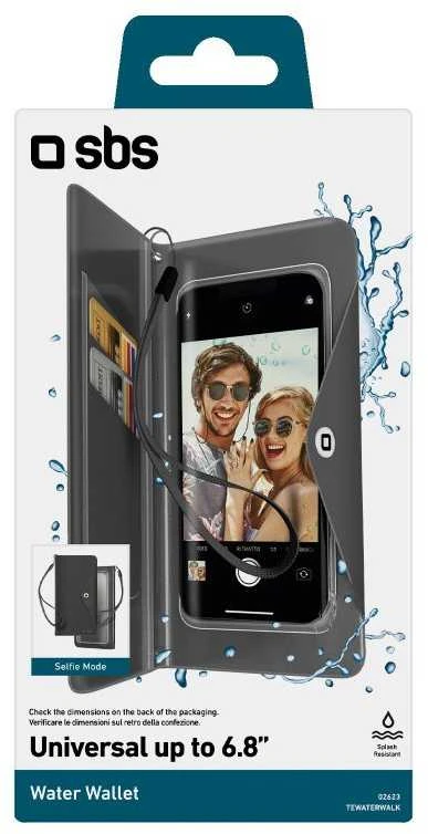 Dėklas Universal Atsparus vandeniui Case 5,5 IPX6 + Neck Lace By SBS Juodas