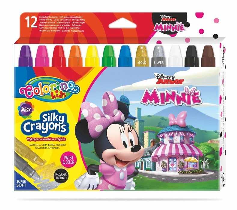 Colorino Šilkinės išsukamos kreidelės MINNIE 90713PTR, 12 spalvų
