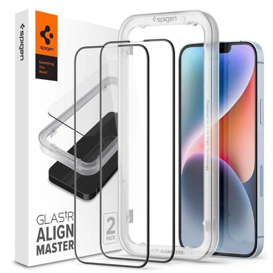 SPIGEN ALM GLASS FC 2-PACK IPHONE 13/13 PRO Juodas