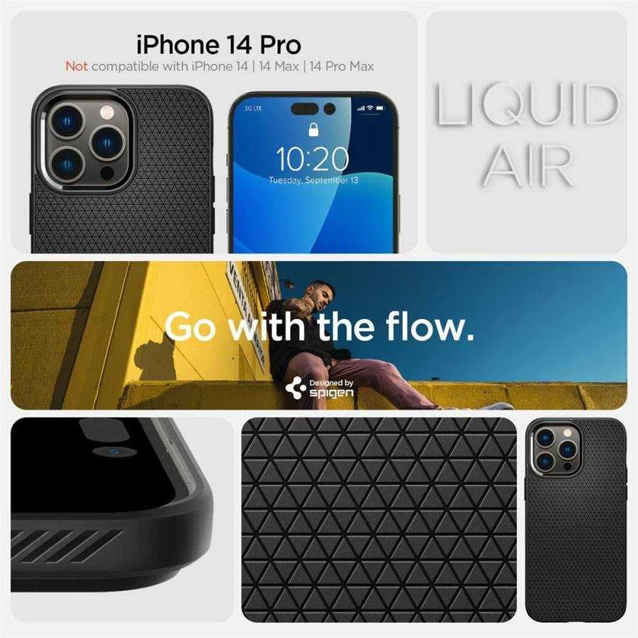 Dėklas SPIGEN LIQUID AIR IPHONE 14 PRO MATTE Juodas