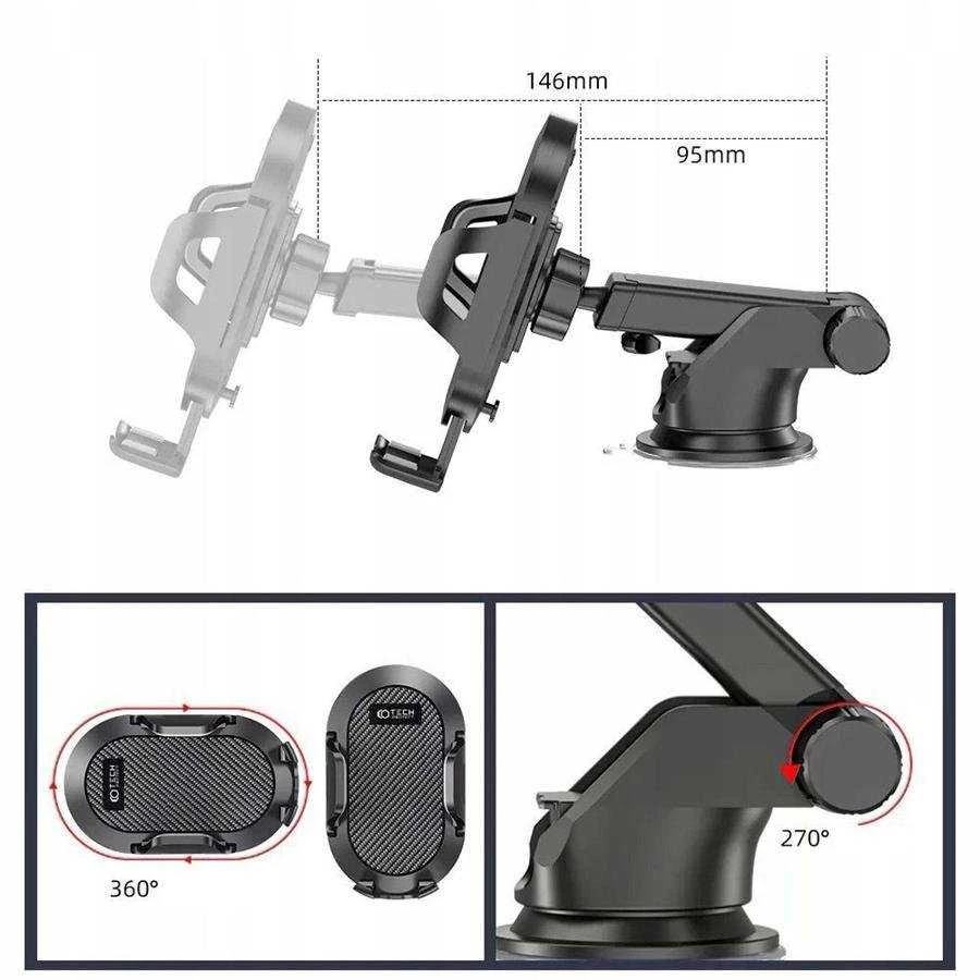Tech-Protect V1 Car telefono laikiklis for Windshield/Cockpit – juodos spalvos
