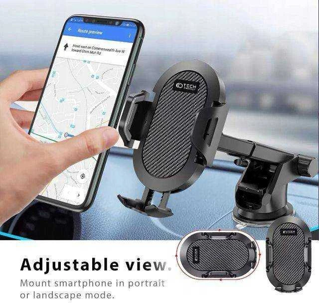 Tech-Protect V1 Car telefono laikiklis for Windshield/Cockpit – juodos spalvos