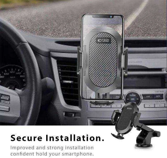 Tech-Protect V1 Car telefono laikiklis for Windshield/Cockpit – juodos spalvos