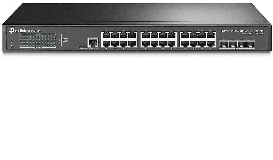 Šakotuvas TP-LINK | 24 prievadų 10/100/1000 Mbps stalinio kompiuterio tinklo jungiklis | SG3428X | Tvarkoma L2+ | Montuojamas ant stovo | SFP+ jungtys kiekis 4 | Maitinimo tipas Išorinis