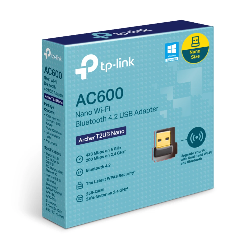 TP-Link Archer T2UB Nano tinklo adapterio pakuotė