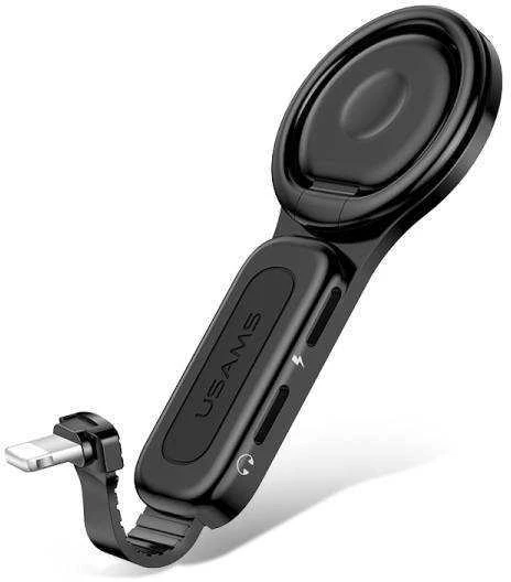 USAMS ADAPTER AU06 2IN1 2X LIGTNING + RING HOLDER Juodas