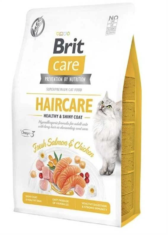 Brit Care Cat GF Haircare Healthy&Shiny Coat (lašiša&vištiena) 0,4kg