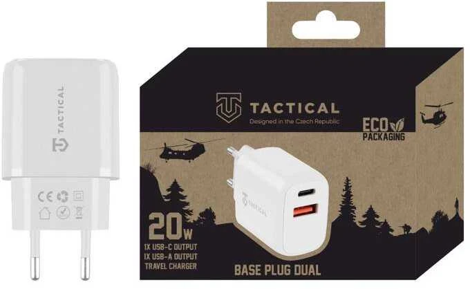 Sieninis įkroviklis Tactical Basic Plug Dual 20W Baltas