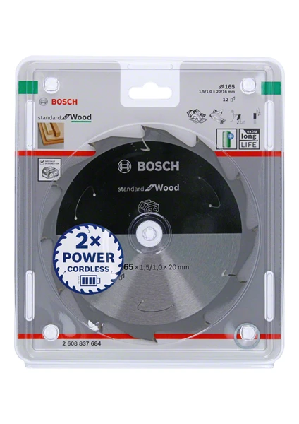 Bosch Standartinis medžiui 165x20/16x1,5/1,0x12T