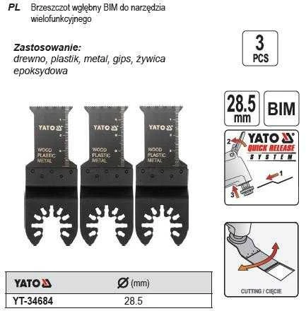 YATO DAUGIAFUNKCINIAM ĮRANKIUI 3 vnt.. BIMETALINIS