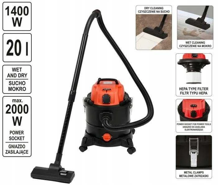 Dulkių siurblys YATO YT-85700, 1400W / 20L