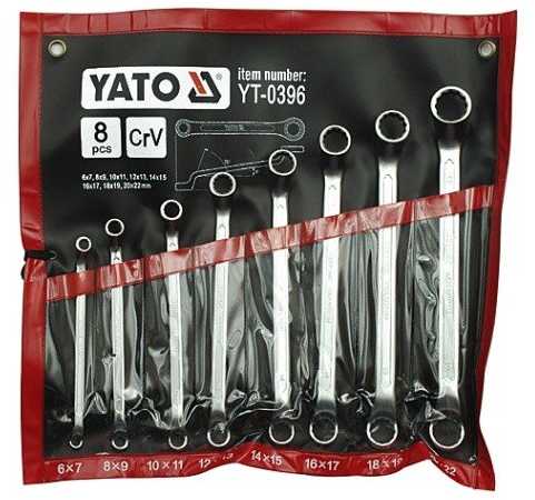 YATO LENKIOTIEJI ŽIEDINIAI VERŽTAŽRAKČIAI, SATINUOTI, 8 vnt. 6-22mm DĖKLAS 0396