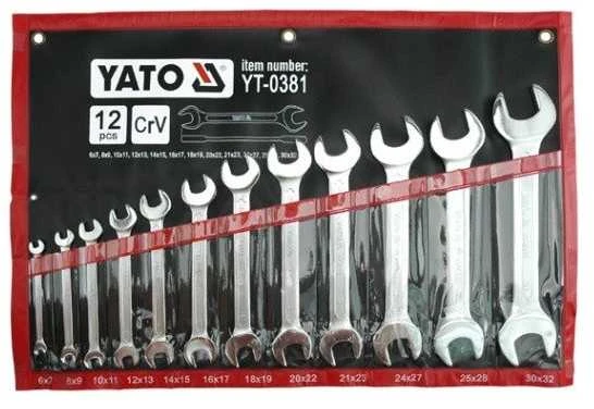 YATO KLUCZE plokščias SATYNOWANE 12 vnt. 6-32mm. DĖKLAS 0381