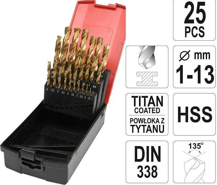 Yato metalo grąžtų rinkinys HSS-TiN 1-13mm YT-44676