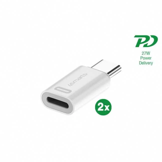 4smarts „Lightning“ į USB-C PD 27 W adapterių rinkinys, 2 vnt., be OTG ir audio funkcijos