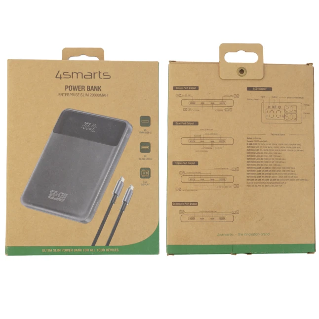 4Smarts Power Bank Enterprise Slim 20000mAh 122.5W, pilkas (pilkas)
