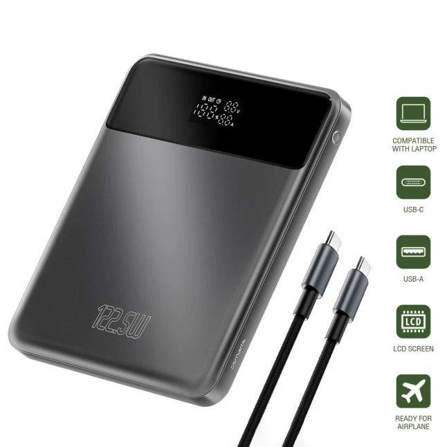 4Smarts Power Bank Enterprise Slim 20000mAh 122.5W, pilkas (pilkas)