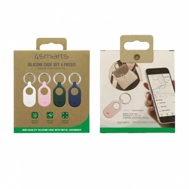 4Smarts Silikoninis dėklas Set for Samsung Galaxy SmartTag2 4 pcs. baltas, pink, žalias, mėlynas (baltas, pink, žalias, mėlynas)