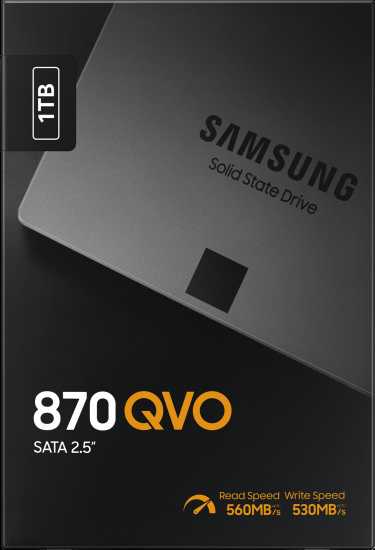 Kietasis diskas  SSD SAMSUNG 870 QVO/1TB/Rašymo greitis 530 MBytes/sec/Skaitymo greitis 560 MBytes/sec/2,5"/TBW 360 TB/MTBF 1500000 hours/MZ-77Q1T0BW