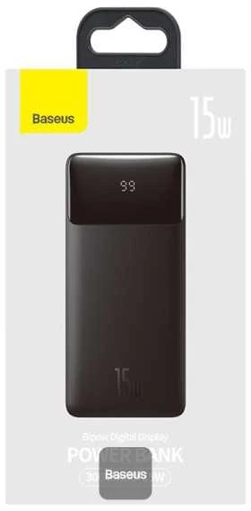 Išorinė baterija Power Bank Baseus Bipow Type-C PD+2xQuick Charge 3.0 15W 30000mAh su ekranu juoda PPBD050201