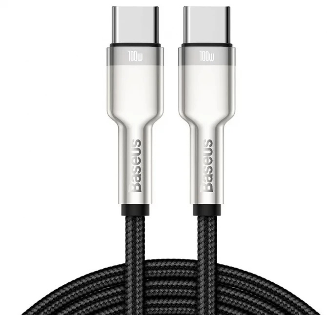 Kabelis USB C - USB C 1m 100W juodas Cafule Metal BASEUS