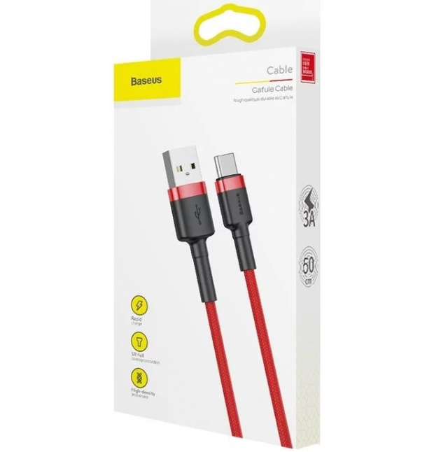 Baseus Cafule USB-C kabelis 2A 3m - Raudonas