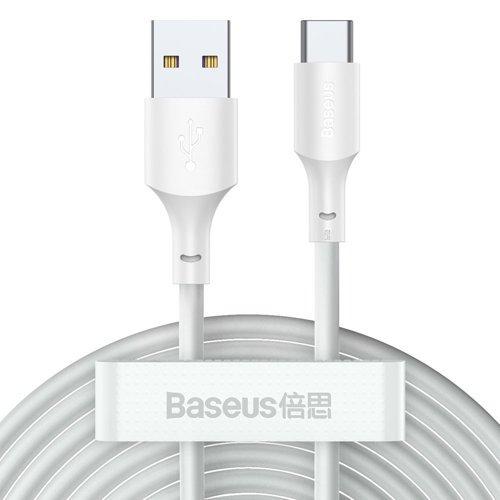 USB kabelių rinkinys Baseus Simple Wisdom Data Cable Kit USB to Type-C 5A (2PCS/Set) 1.5m baltas TZCATZJ-02