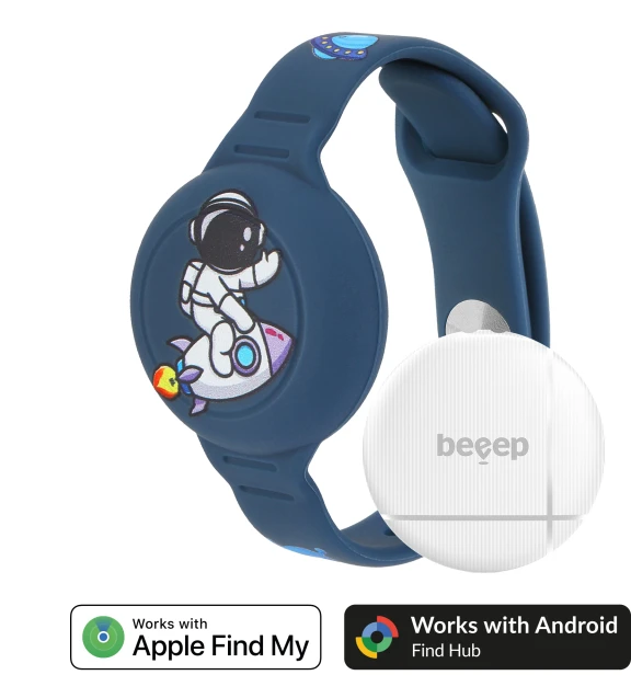 Beeep OneTag Apple Find My & Android Tracker - Kids Wristband Silicon Astronaut