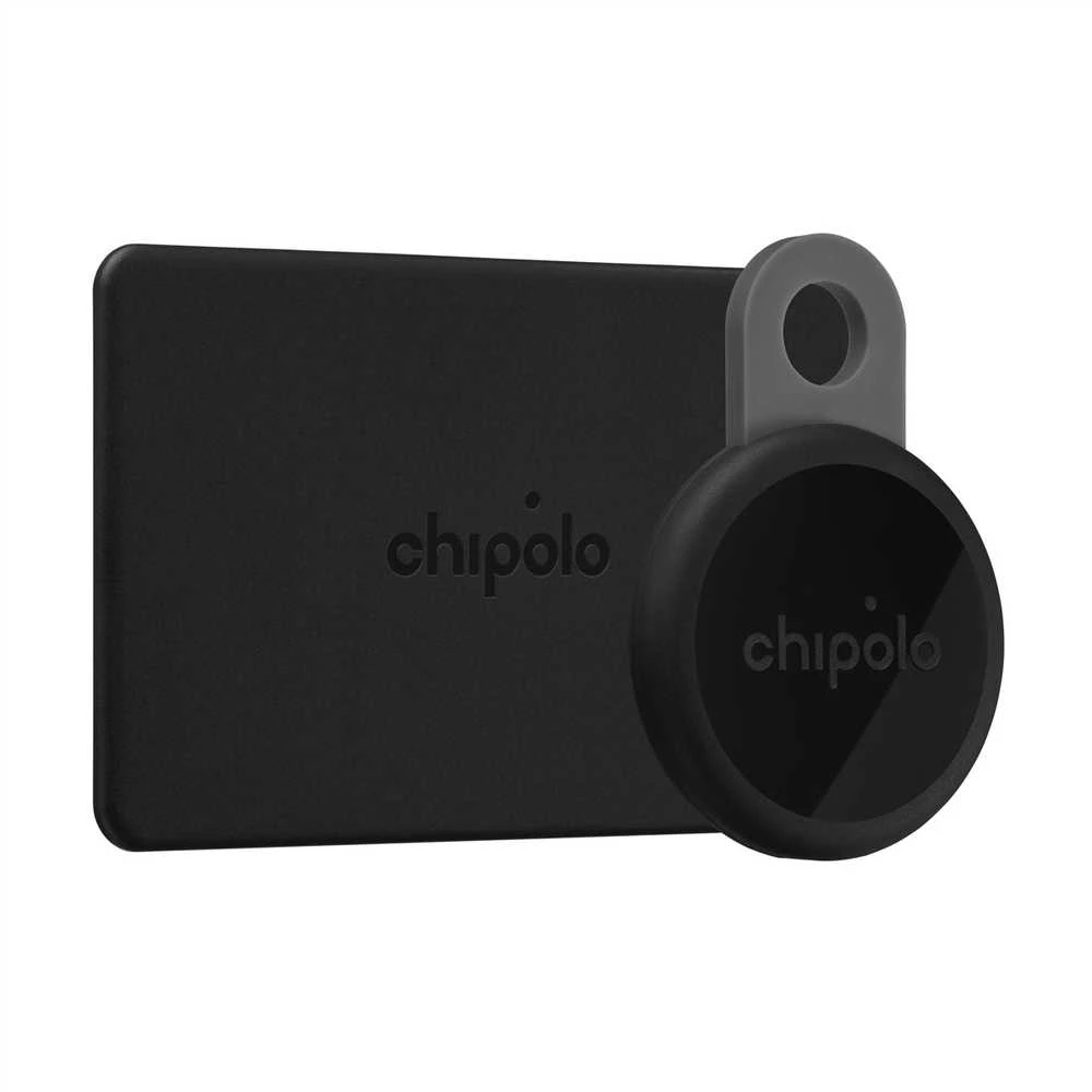 „Chipolo CARD & LOOP“ įkraunamas „Bluetooth“ sekiklis, skirtas „iOS“ ir „Android“, anglies spalvos rinkinys