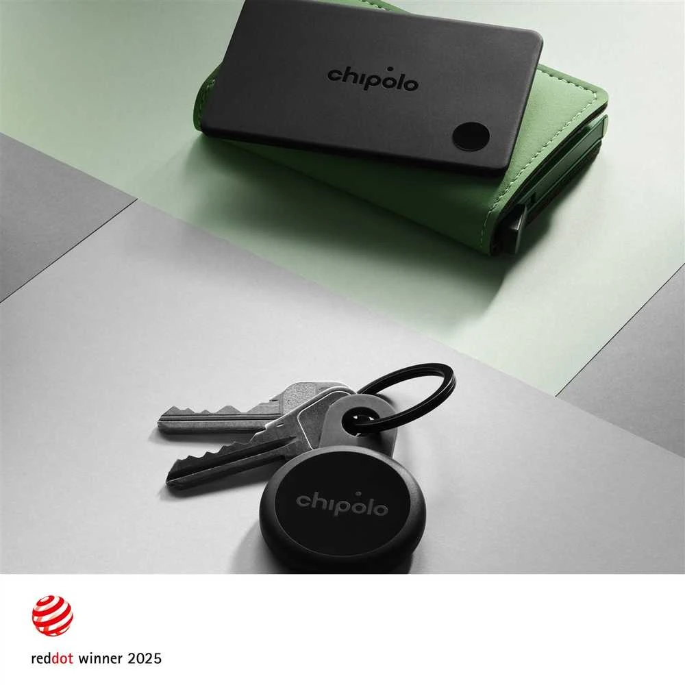 „Chipolo CARD & LOOP“ įkraunamas „Bluetooth“ sekiklis, skirtas „iOS“ ir „Android“, anglies spalvos rinkinys