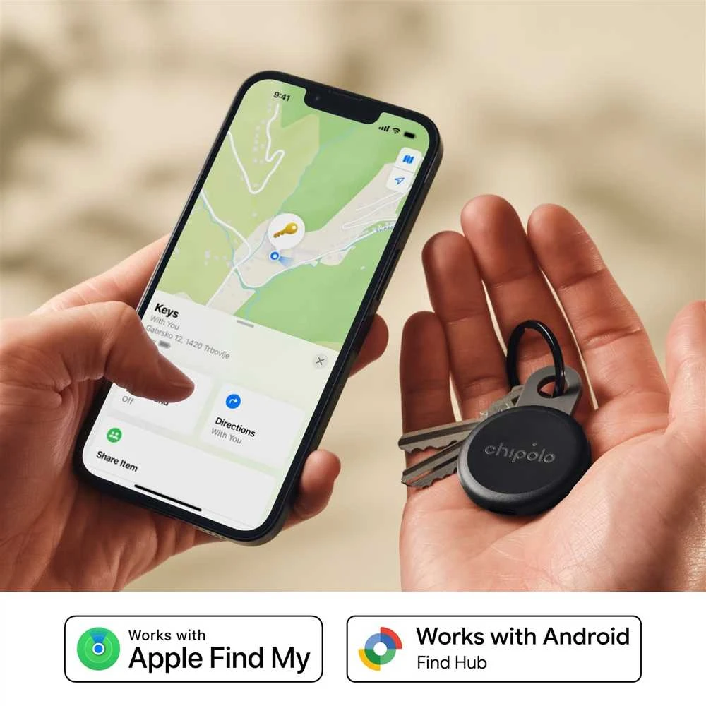 „Chipolo LOOP“ – įkraunamas „Bluetooth“ sekiklis su silikonine kilpa, skirtas „iOS“ ir „Android“, 4 spalvos anglies spalvos