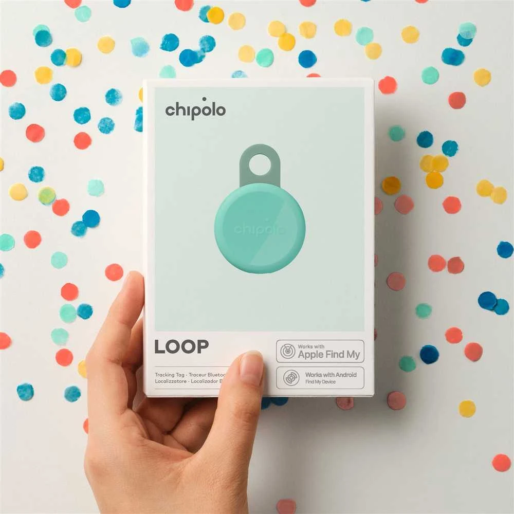 „Chipolo LOOP“ – įkraunamas „Bluetooth“ sekiklis su silikonine kilpa, skirtas „iOS“ ir „Android“, mėtų spalvos