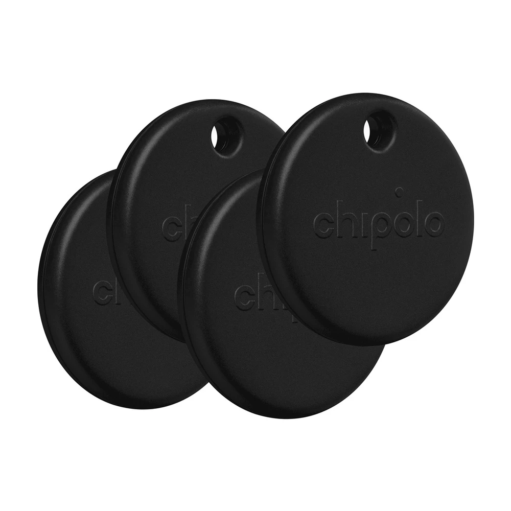 Chipolo POP – Bluetooth Tracker with Replaceable Baterija for iOS & Android, 4pack -Juodas