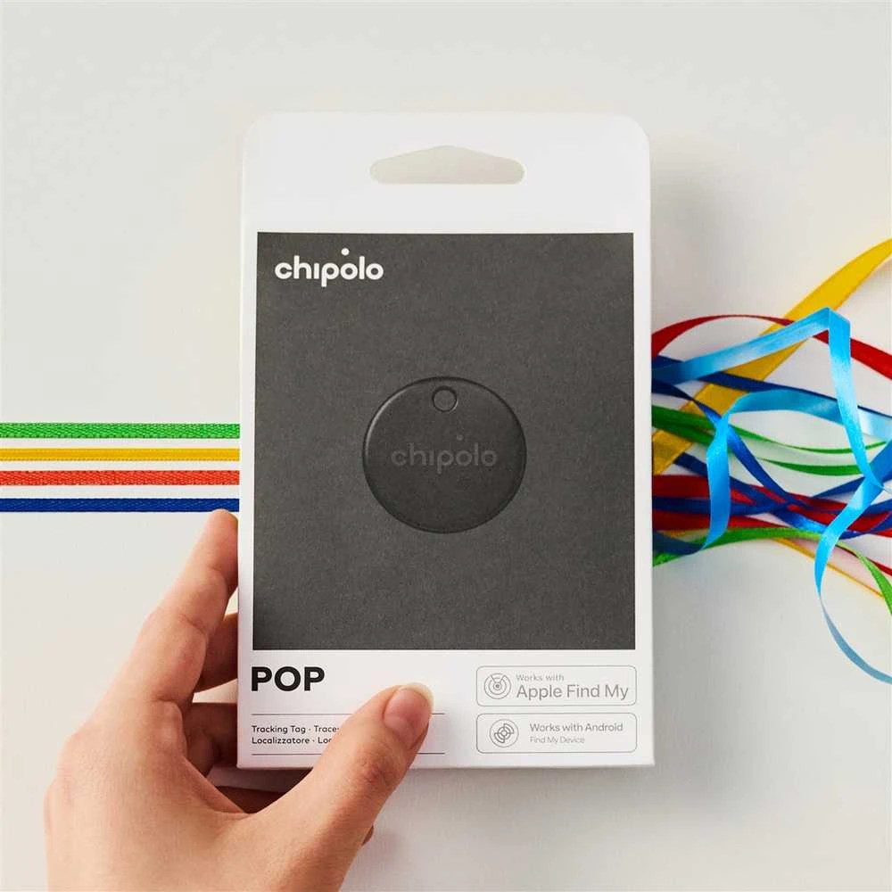 Chipolo POP – „Bluetooth“ sekiklis su keičiama baterija, skirtas „iOS“ ir „Android“, Juodas