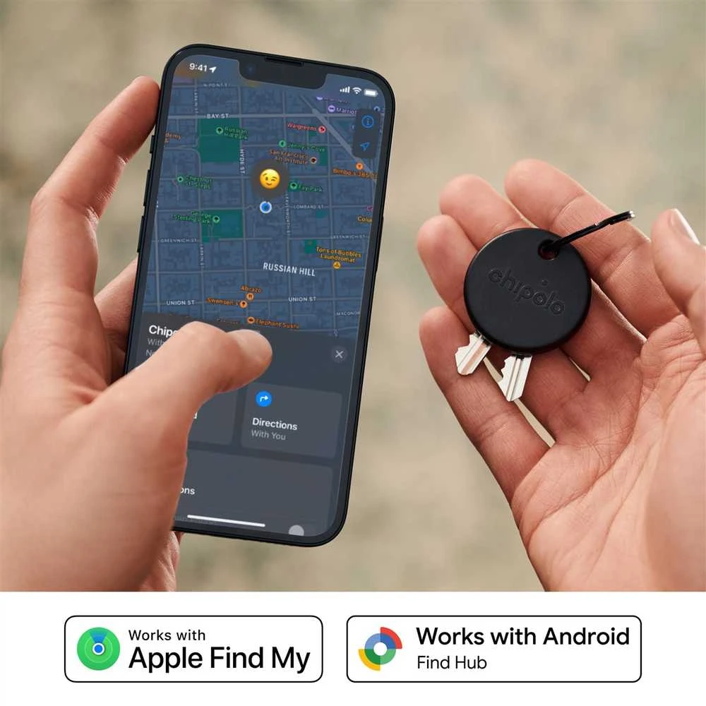 Chipolo POP – „Bluetooth“ sekiklis su keičiama baterija, skirtas „iOS“ ir „Android“, Juodas