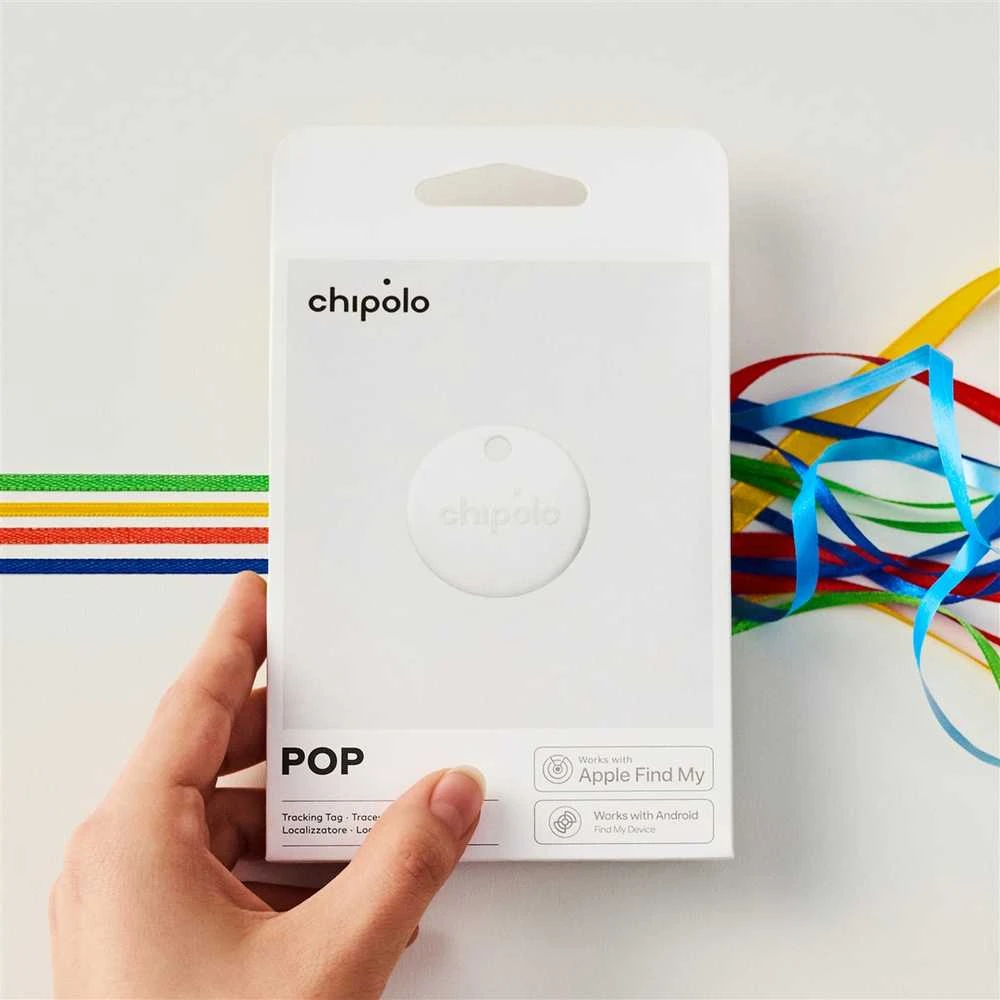Chipolo POP – „Bluetooth“ sekiklis su keičiama baterija, skirtas „iOS“ ir „Android“, „Baltas“