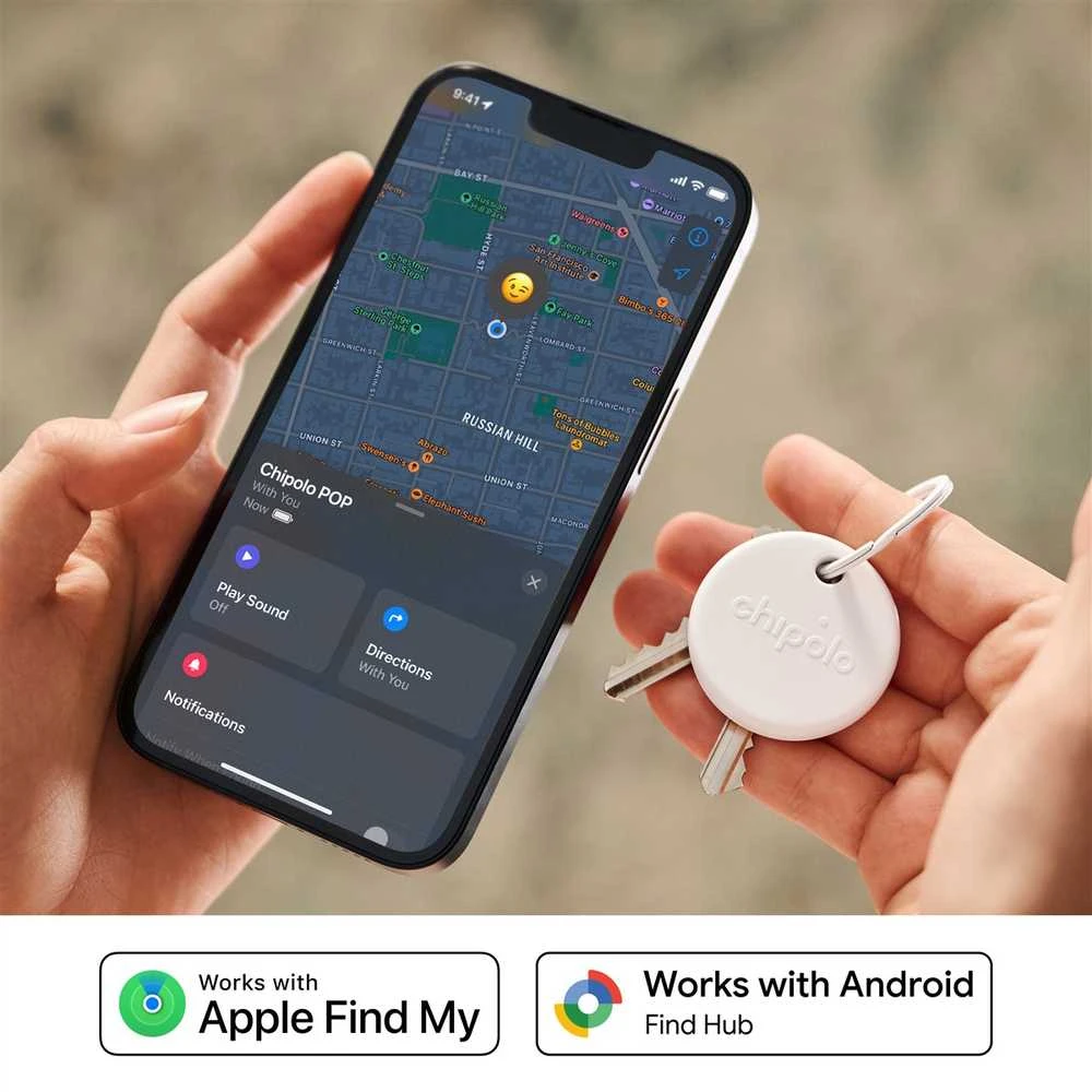 Chipolo POP – „Bluetooth“ sekiklis su keičiama baterija, skirtas „iOS“ ir „Android“, „Baltas“