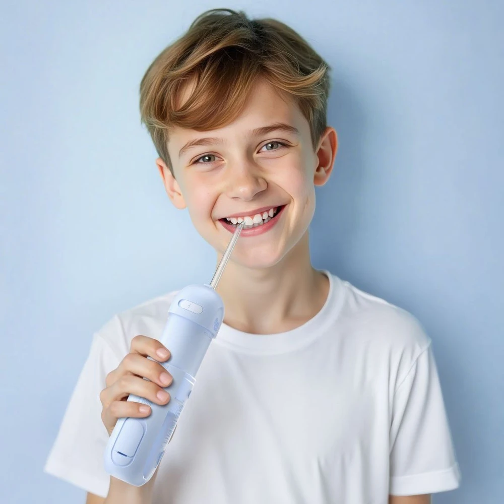 Dantų šepetėlis Burnos irigatorius - Oclean W Kids, Mėlynas, 45–140 PSI, 3 Režimai, 150 ml Talpa, Mėlynas
