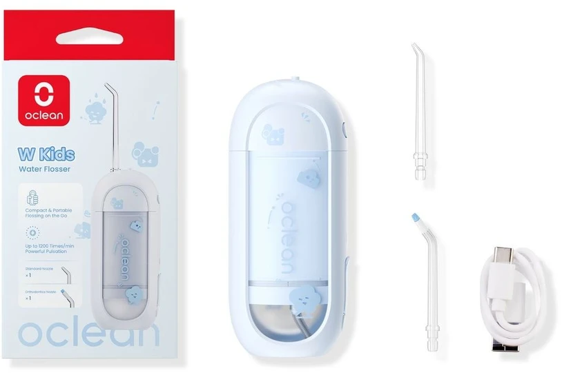 Dantų šepetėlis Burnos irigatorius - Oclean W Kids, Mėlynas, 45–140 PSI, 3 Režimai, 150 ml Talpa, Mėlynas